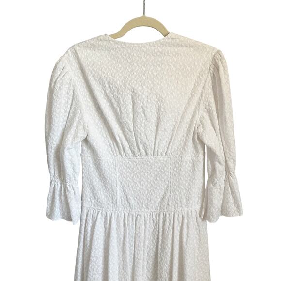 Rebecca Taylor Leaf Embossed Midi Dress XS White NEW - Picture 5 of 7